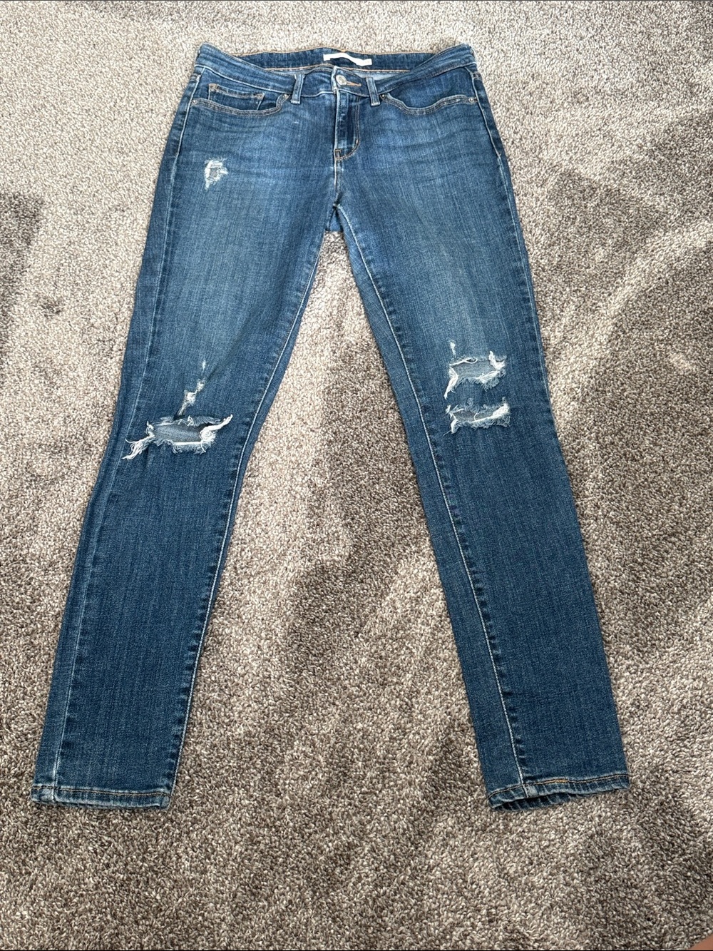 Levi’s 711 Skinny Women's Distressed Skinny Jeans in Dark Blue